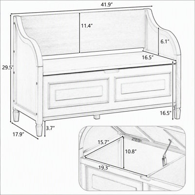 Banc de rangement rustique multifonctionnel