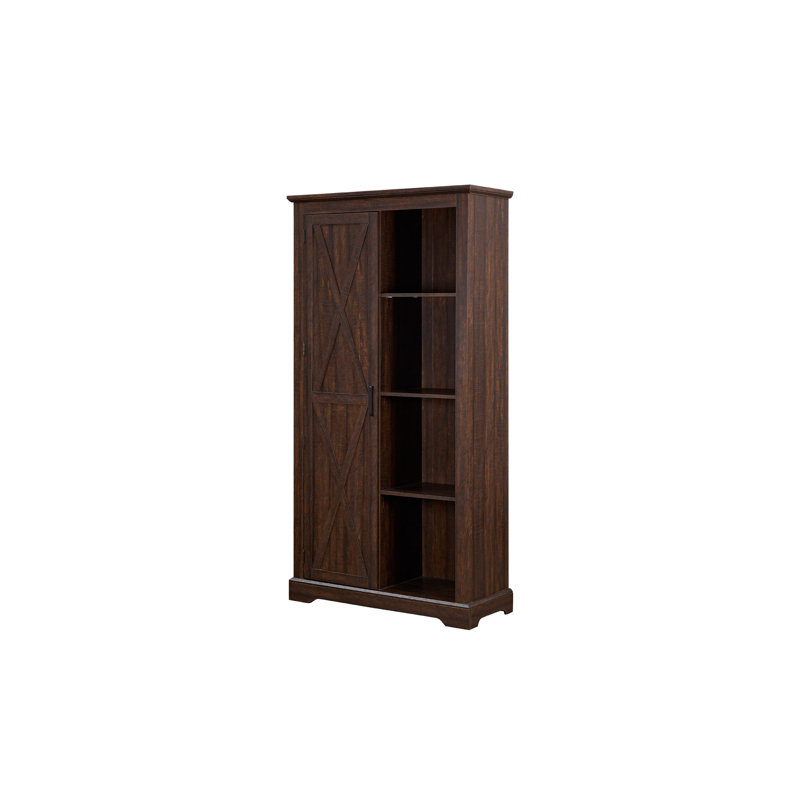 Grande armoire de rangement en faux bois Daxtyn, Espresso