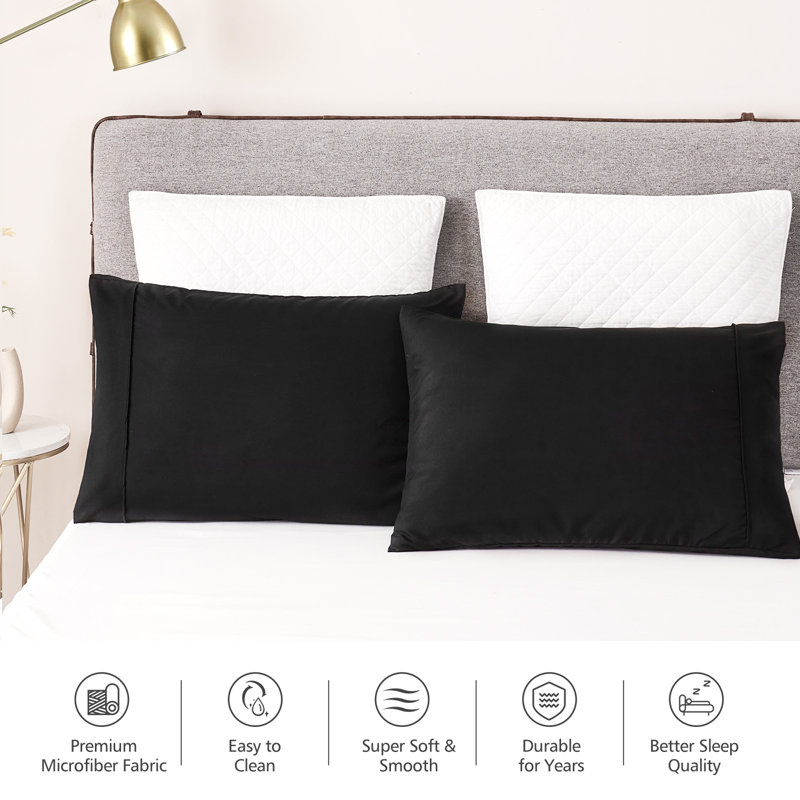 Microfiber - Set of 2, Queen, Black