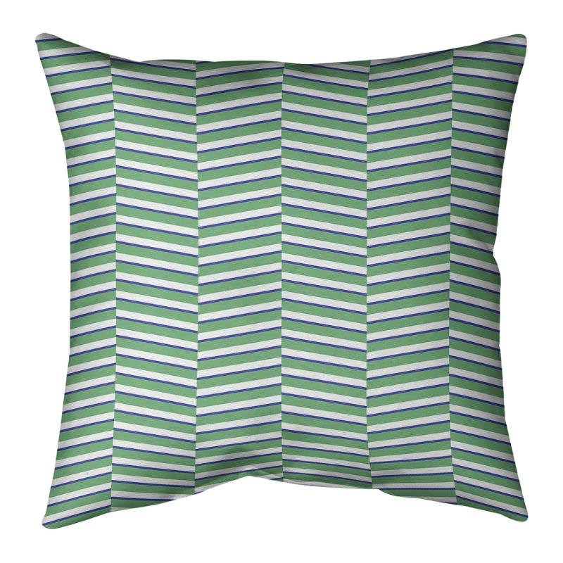 Coussin Fractured Stripes, Petit : vert, bleu marine, H 18 po x l 18 po, Duvet synthétique