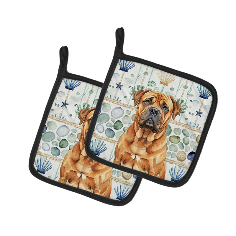 Paire de poignées en verre Red Bullmastiff