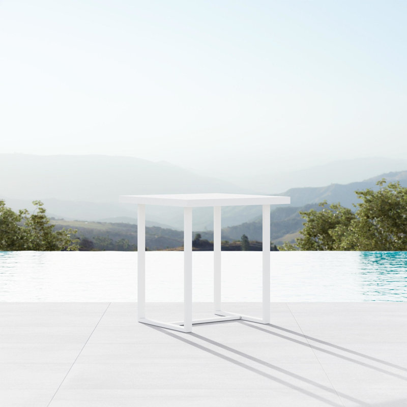 Pavia Power Coated Aluminum Bar Table, Matte White, 35.23" W x 35.23" L x  42.13" H