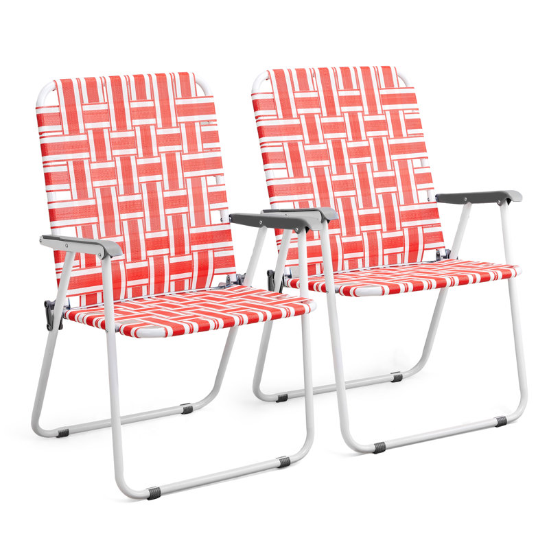 Chaise de plage pliante en métal (ensemble de 1), Rouge