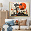 «Full Moon Japanese Mountain Retro Illustration» sur