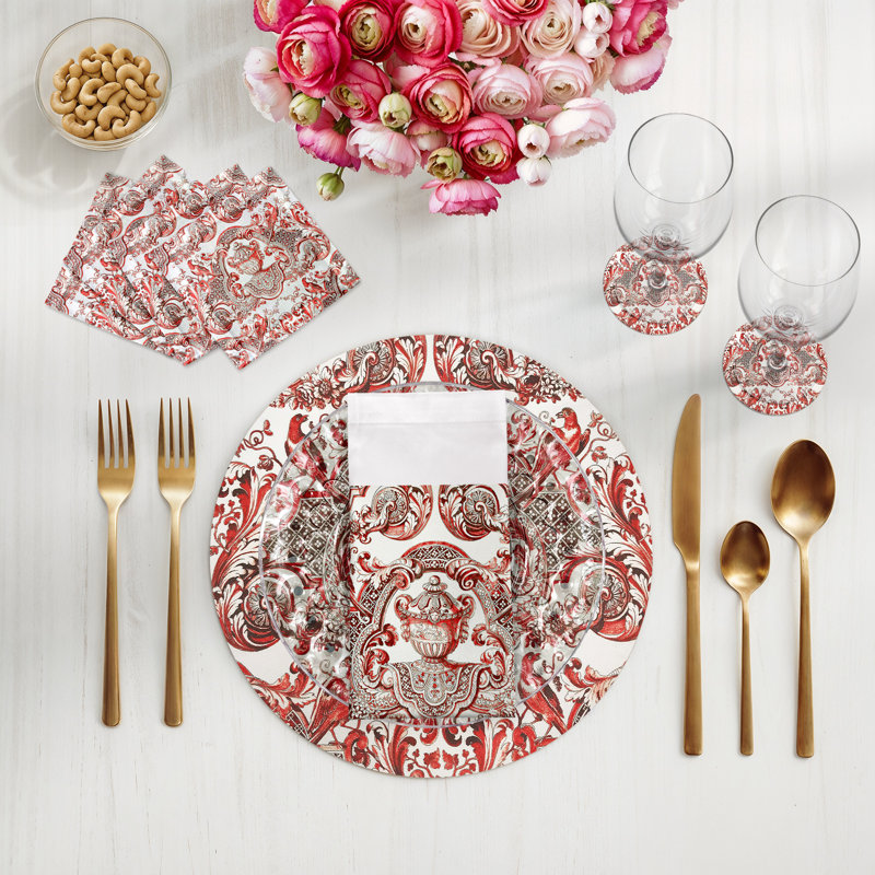 Cotton Blend Square Napkins, Red
