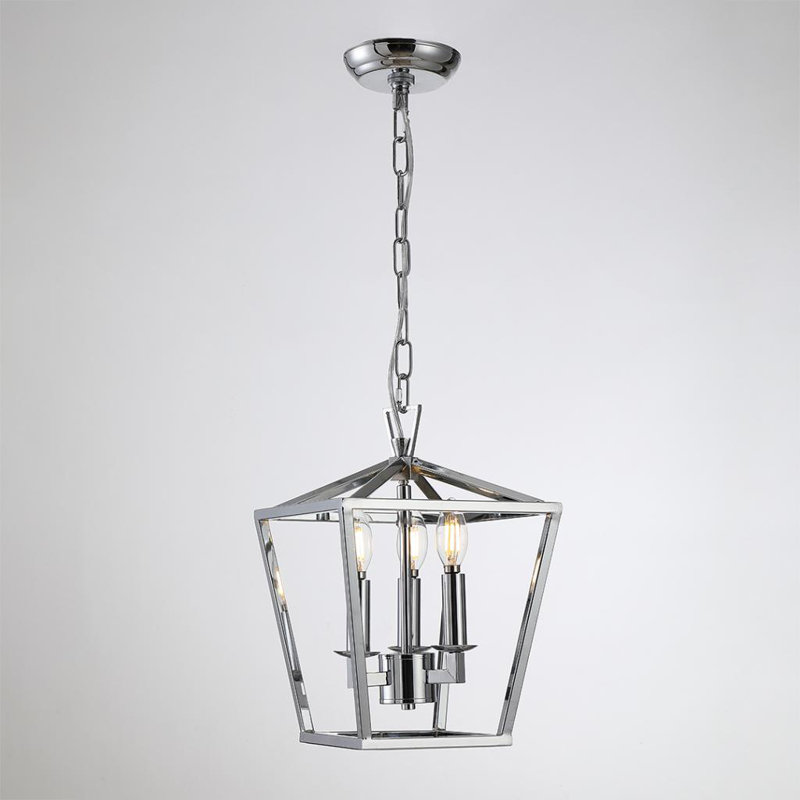 Luminaire suspendu de style lanterne médiévale à 3 lumières en noir / or / argent, Nickel, Argent
