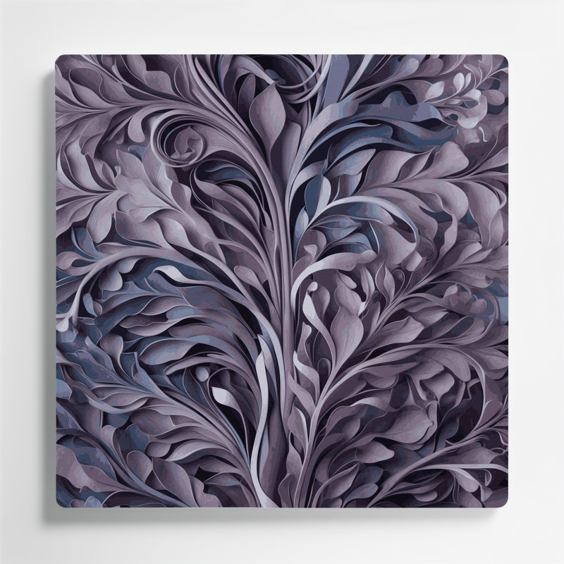 Abstrait floral 84, art mural en métal mauve, H 12 po x l 12 po