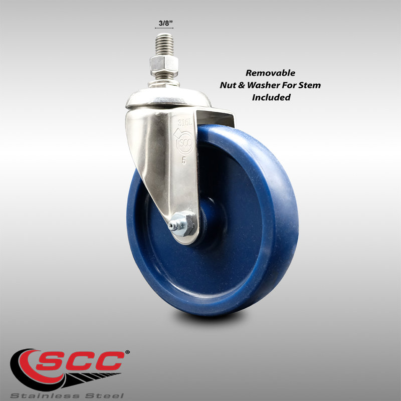 316SS Solid Polyurethane Wheel Swivel Threaded Stem Caster SCC