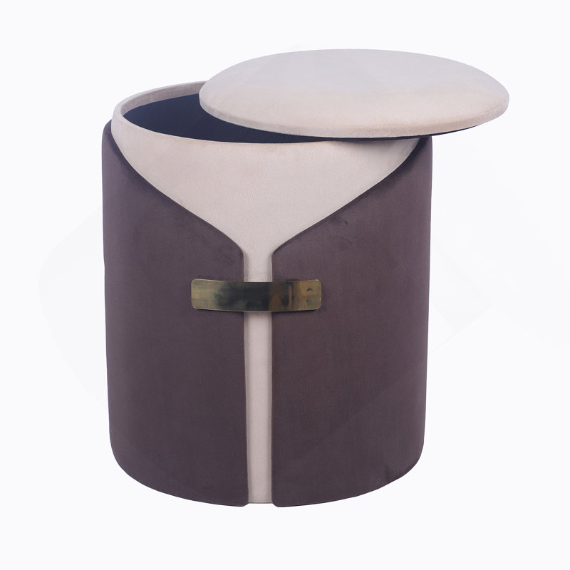 Repose-pieds deux tons avec rangement ou tabouret de coiffeuse, brun