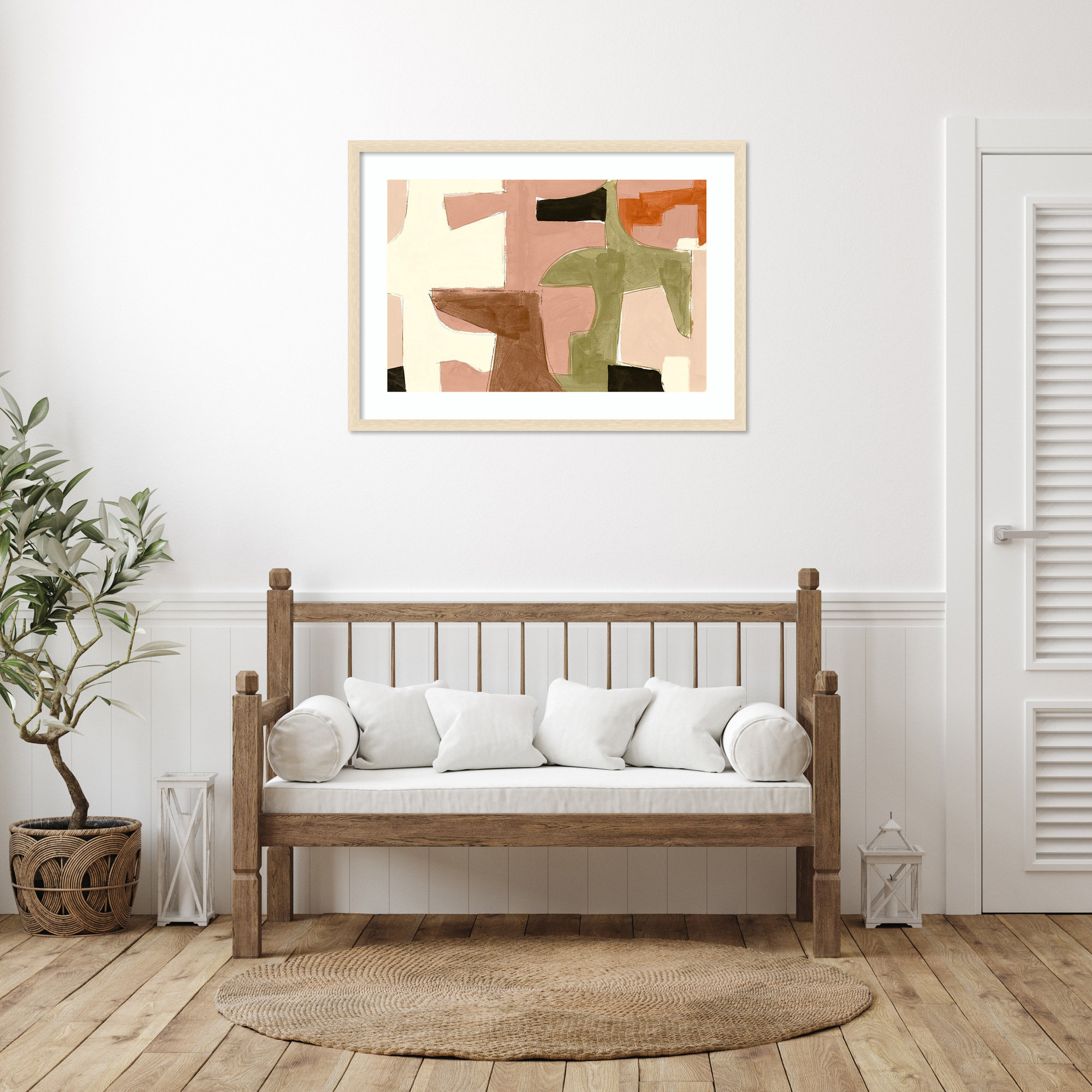 New Jigsaw I by Cartissi Wood Framed Wall Art Print, Natural, 31" H x 42" W