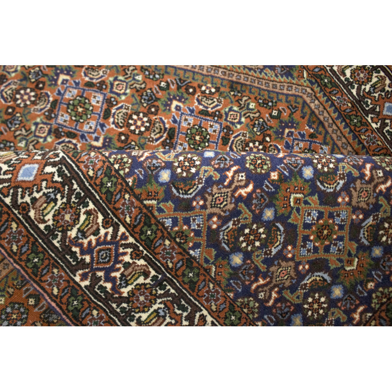 One-of-a-Kind Rectangle 3'8" X 5'6" 1980s Wool Area Rug in Orange/Beige/Blue