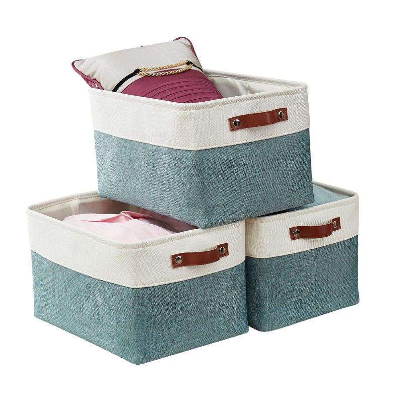 XL Foldable Fabric Storage Bin, 3, Green/White