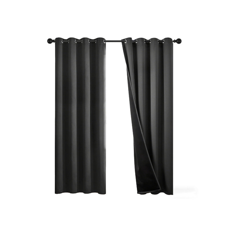 Blackout Curtain Panel Pair, Black, 117cm Width x 229cm Drop