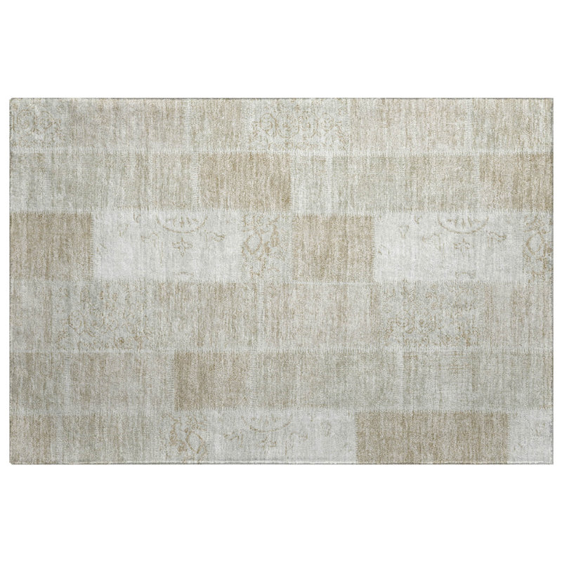 Tapis à poil long de qualité supérieure lavable à la machine ADS631, Taupe, 1'8" x 2'6"