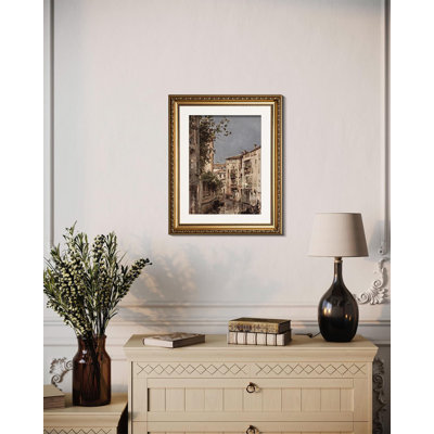 Vintage Gold Framed Architecture Wall Art, Bedroom Bathroom Living Room Venice City Picture Room Decor, Canvas Prints, Antique Picture Frame Paintings Home Wall Decor, 13x16 Inch