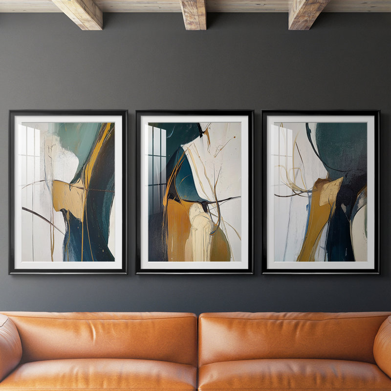 ABSTRACT Series DC XXXVII - Impression personnalisée de qualité supérieure avec passe-partout - 3 pièces, Noir