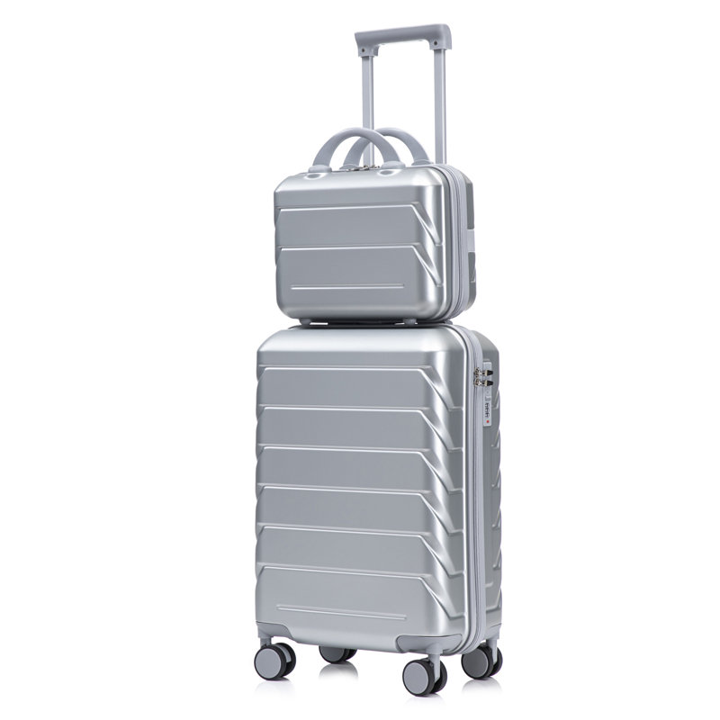 14 "/ 20" 2 pièces / ensemble dans un bagage à roulettes en ABS, Silver, 22.2" H x 14.4" W x 9.1 " D
