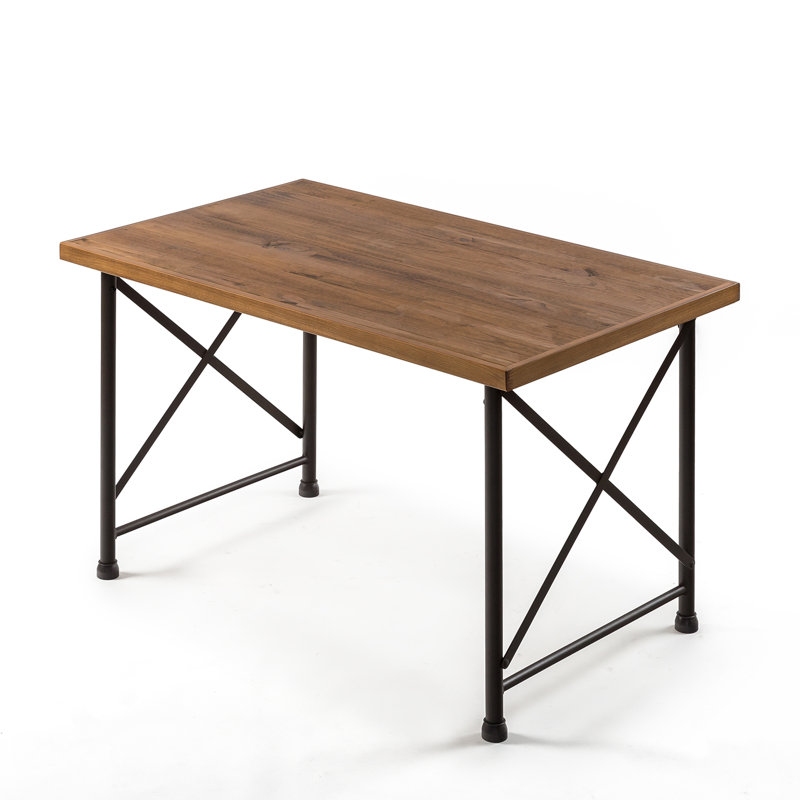Callison Pine Solid Wood Top Metal Base Dining Table