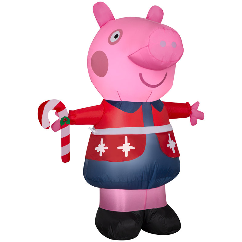 Christmas Inflatable Peppa Pig in Red Holiday Sweater