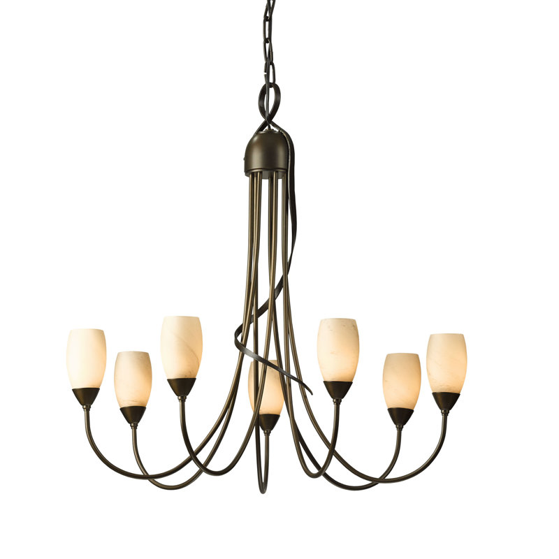 Flora 7 - Light Shaded Classic/Traditional Chandelier, Bronze