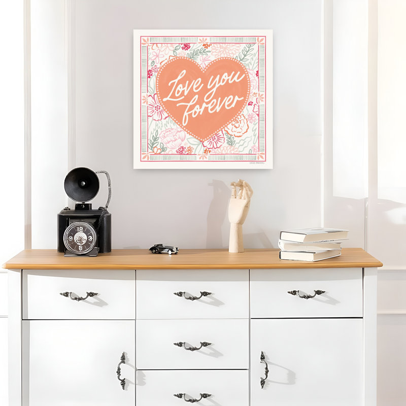 Blooming Hearts V, art floral contemporain, H 18 po x l 18 po