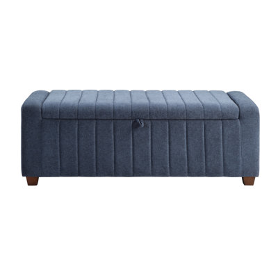 Blue Boucle Upholstered Plywood Bench With Storage Compartment Made Upholstery And Interior Space