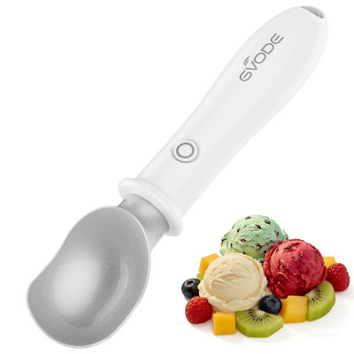 Electric Heated Ice Cream Scoop for Hard Ice Cream, Child Lock, 40-Second Fast Heating, Dual Temperature Settings, Non-Stick Scoop Head by GVODE