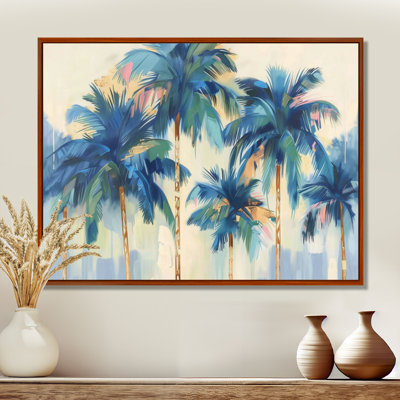 «Blue and Gold Palm Tree forest I - Palm Trees», reproduction d'art sur toile