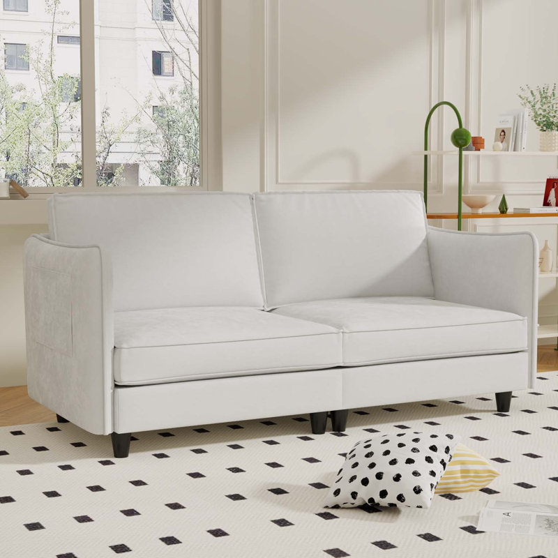 Canapé 2 places en tissu Dillon, Tissu beige
