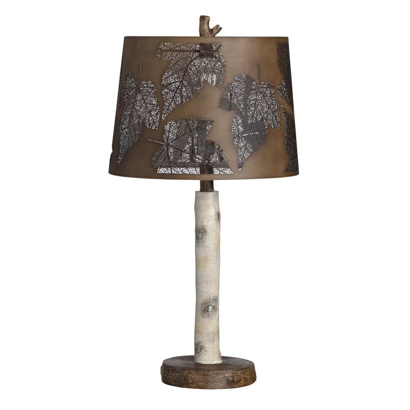 27.25" Resin Table Lamp With Brown Shade