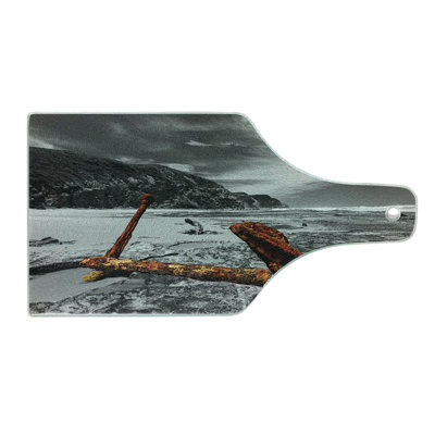 Ambesonne Anchor Tempered Glass Cutting Board Rusty Vintage Beach Orange