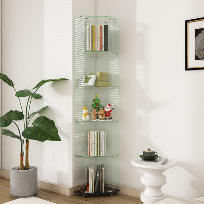 Vitrine en verre 62,6 po H 52,9 po, 5 modes DEL dynamiques, vitrines à 5 niveaux