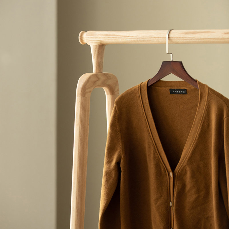 Elegant Black Walnut Coat Rack with Storage, Khaki