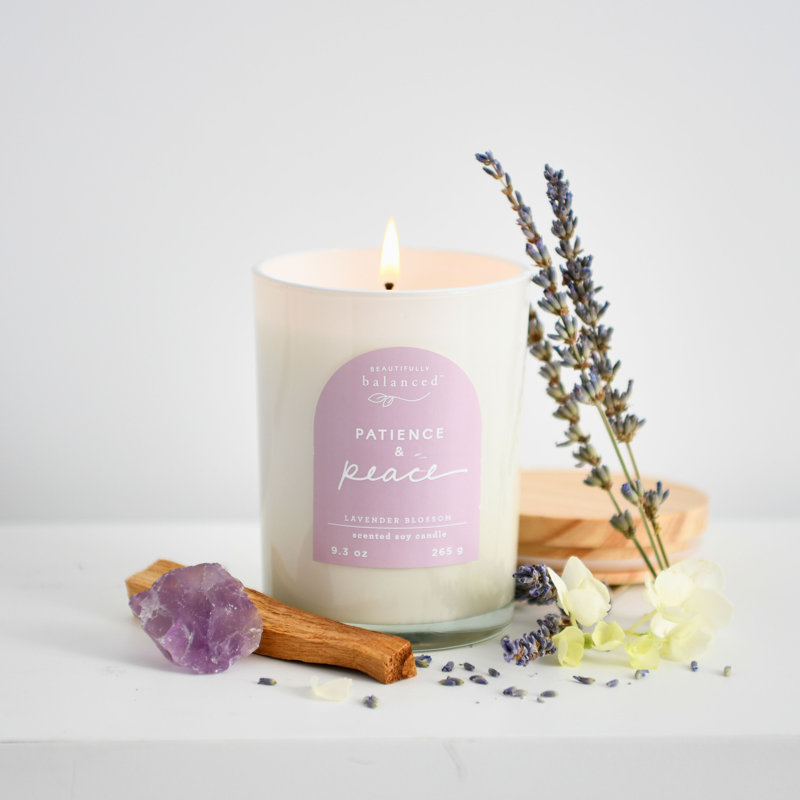 Bougie parfumée en verre avec couvercle Beautifully Balance Patience & Peace
