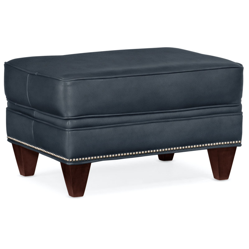 Reddish Ottoman, Nickel, Mahogany, Rio Mineral Genuine Leather
