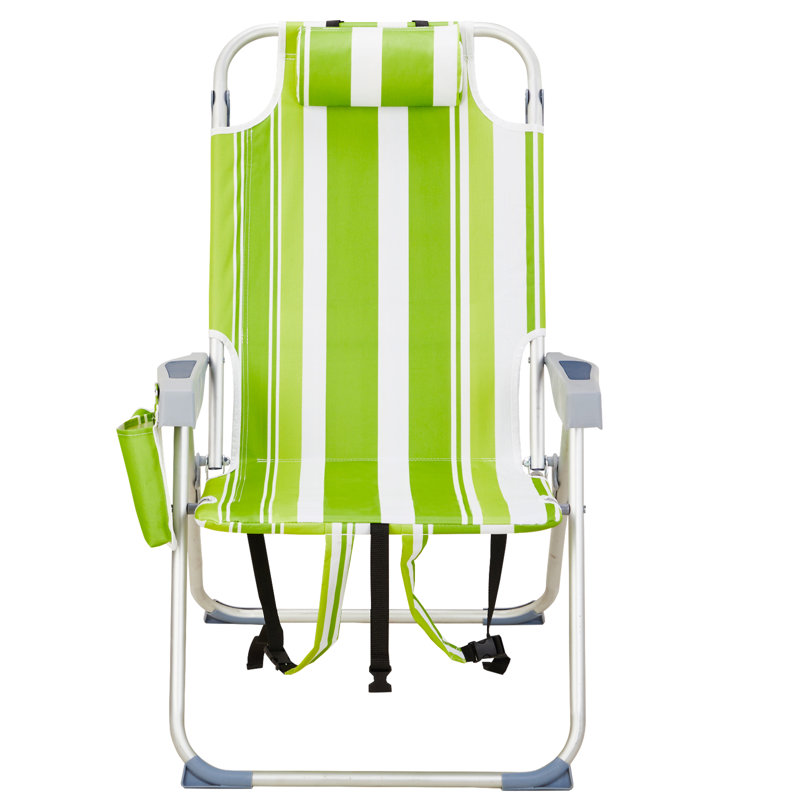 Lemon Pattern Aluminum Folding Backpack Beach Chair, Green/White