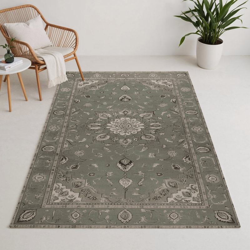 Tapis gris d'intérieur et d'extérieur Tabriz, Rectangulaire 3 pi x 5 pi