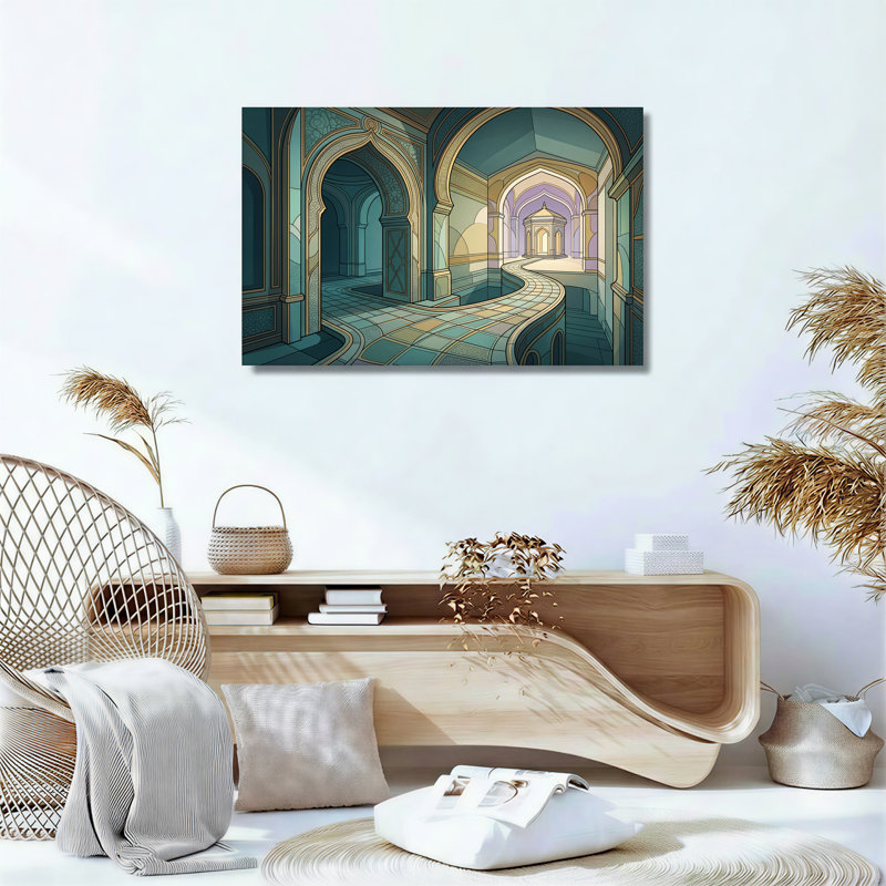 Toile sarcelle et dorée, 36"H x 48"W