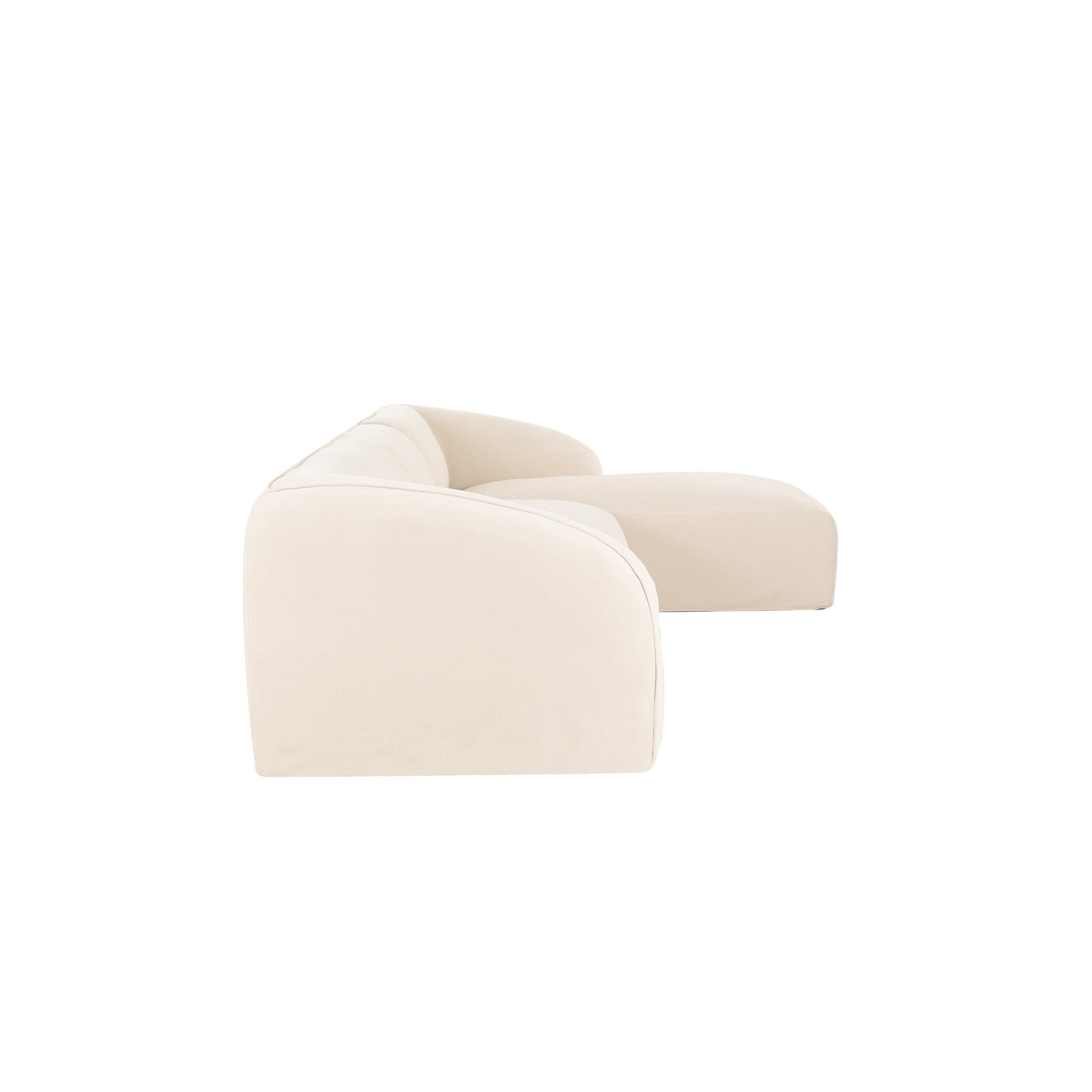 Wilde 3 - Piece 138" Modular Chaise Sectional, Right Hand Facing, Cream Veil Canvas, 29.9" H x 103.8" W x 76.3" D