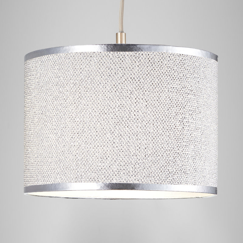 18cm H Silk Drum Pendant Shade ( Screw On ) in Silver