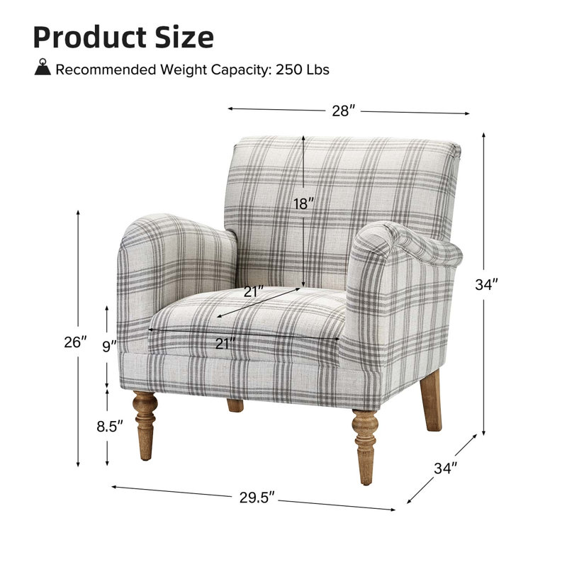 Fauteuil en polyester 29,5 po Arching Farmhouse, Gris