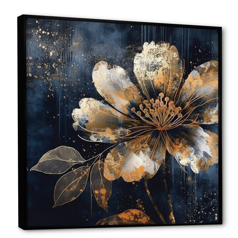 Rubena - pétales de marguerites sur toile, H 36 po x l 36 po x P 1,5 po, Cadre flottant noir