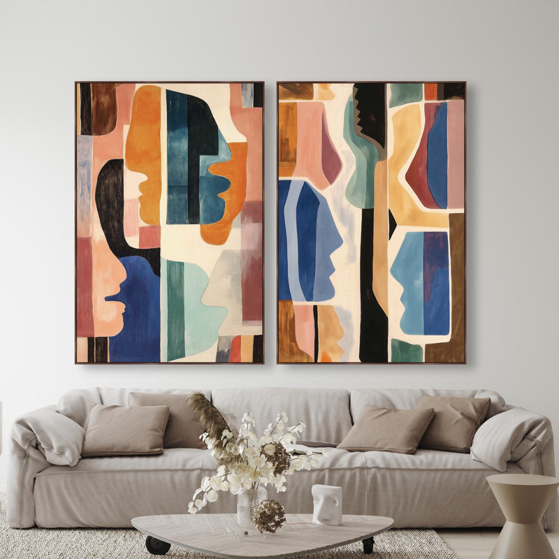 Oliver Gal Vibrant Connections Set Abstract - Heavy Gel Top Coat Framed Canvas Art, Brown, 55" H x 37" W