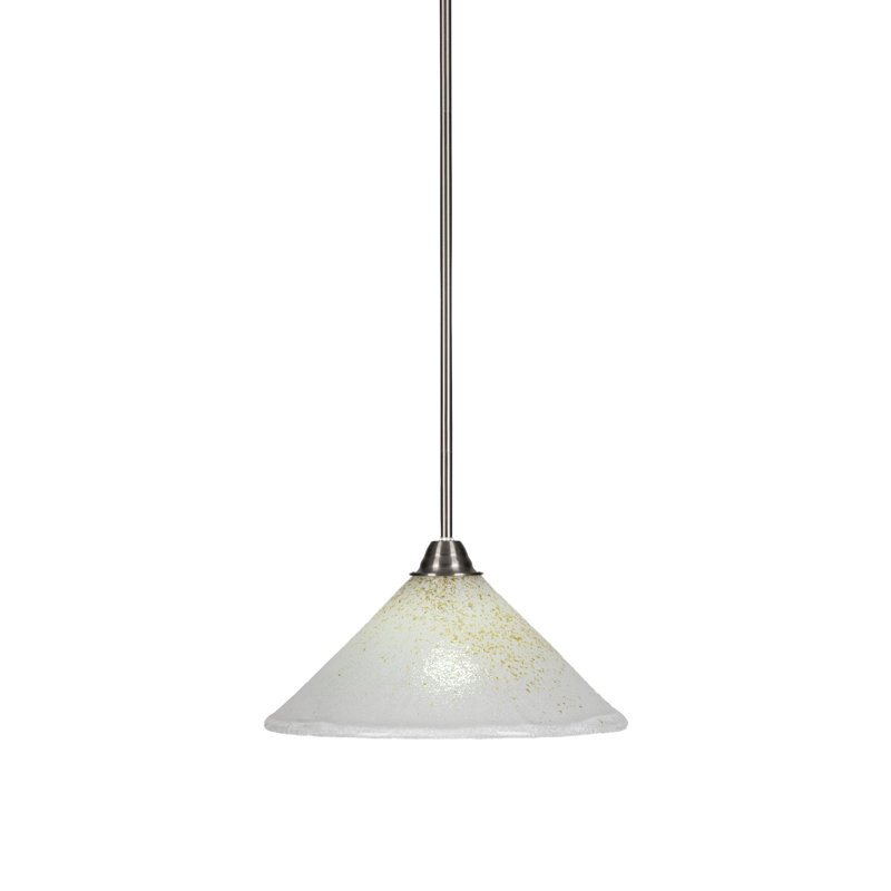 Luminaire suspendu en verre Ayrshire Paramount, H 57,75 po x l 12 po x P 12 po, Blanc, Nickel brossé