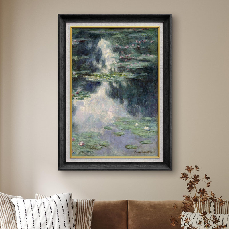 The Water Lily Pond, 1899 by Claude Monet - Single Picture Frame Painting on Canvas, Black