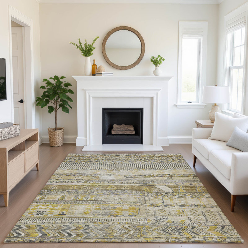 Premium Machine Washable Bitteridge AMF1835 Stripes Rug, Rectangle 8' x 10'