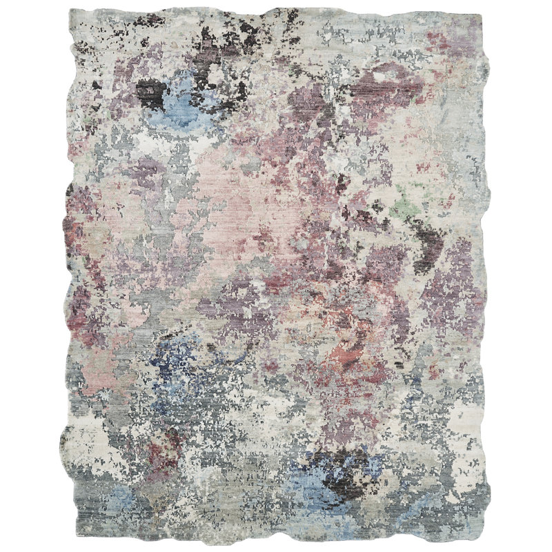 Hand Knotted Wool Abstract Area Rug, Rectangle 2' x 3'