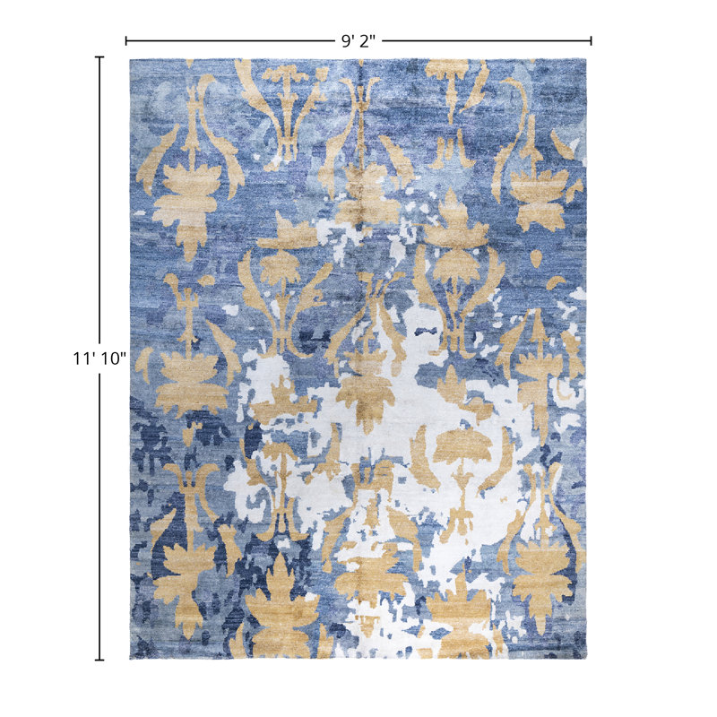 Overdyed One-of-a-Kind Rectangle 9'2" X 11'10" Hand Knotted Area Rug