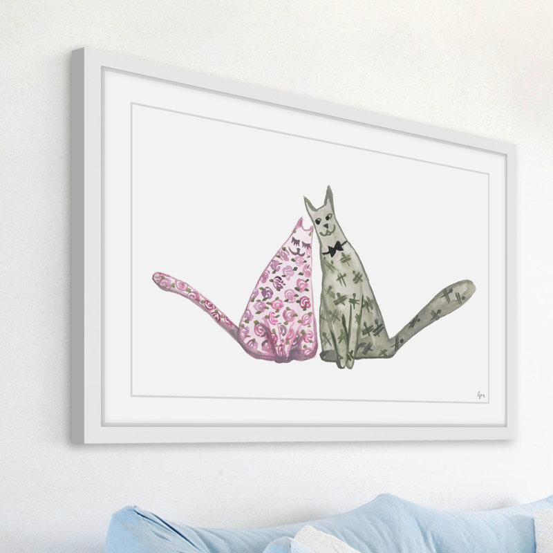 « marou et mina », reproduction d’art encadrée, H 12 po x l 18 po x P 1,5 po