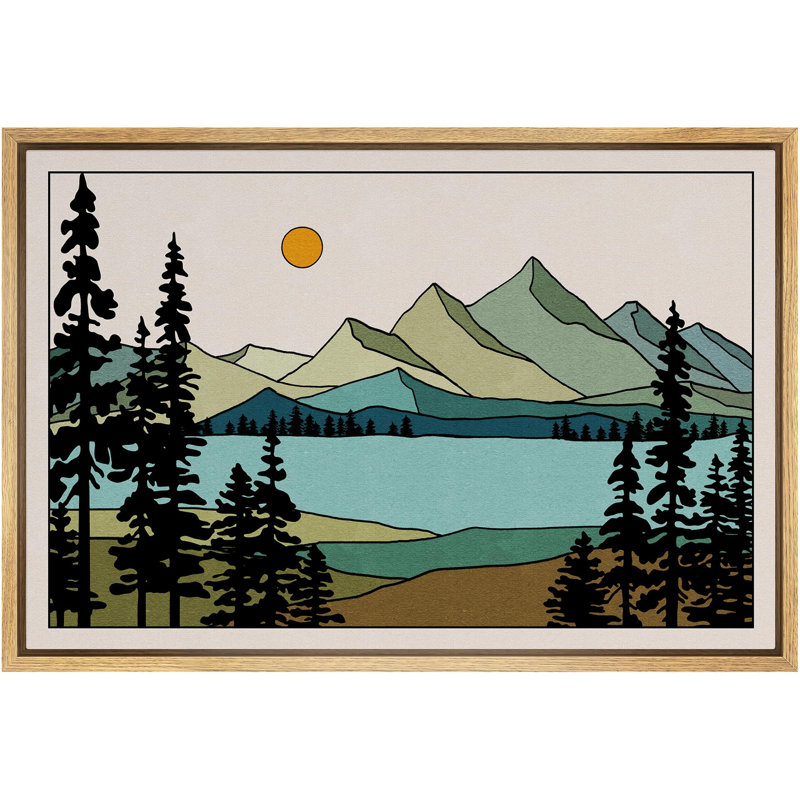 «Western Decor Full Sun Over Mountains Nature Artwork Wood Effect Panels», art moderne paysage encadré sur toile, Naturel
